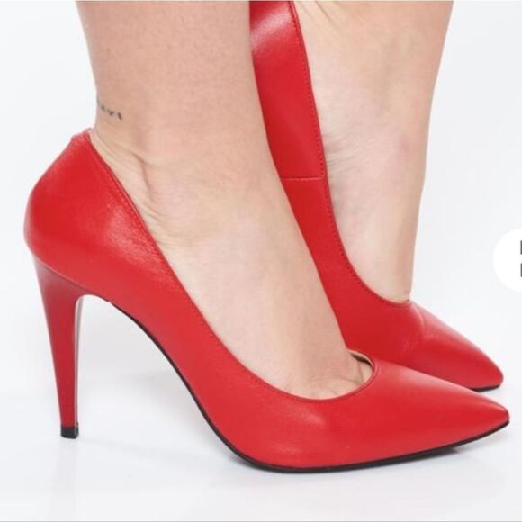 CHARLES BY CHARLES DAVIS POINTED TOE LEATHER HIGH HEEL STILETTOS SHOE - Picture 1 of 15